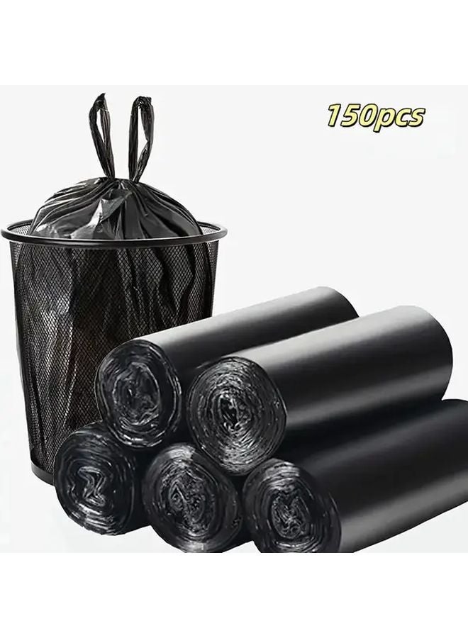 Black Trash Bags 150 Pack Portable Durable Leakproof For Home Office Kitchen - Image 1